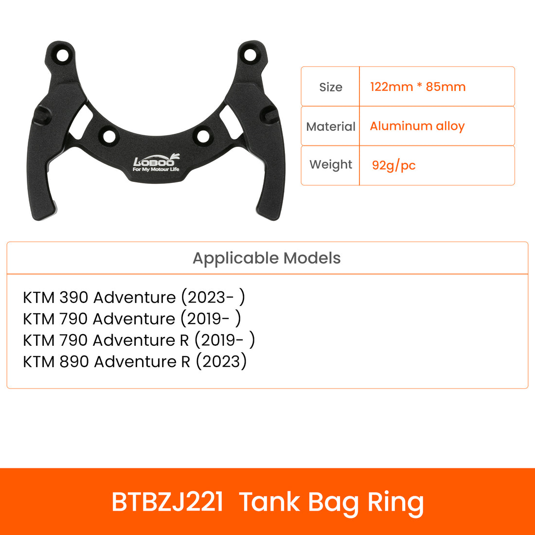 Anello serbatoio LOBOO BTBZJ221 per KTM 390, 790 e 890 Adventure