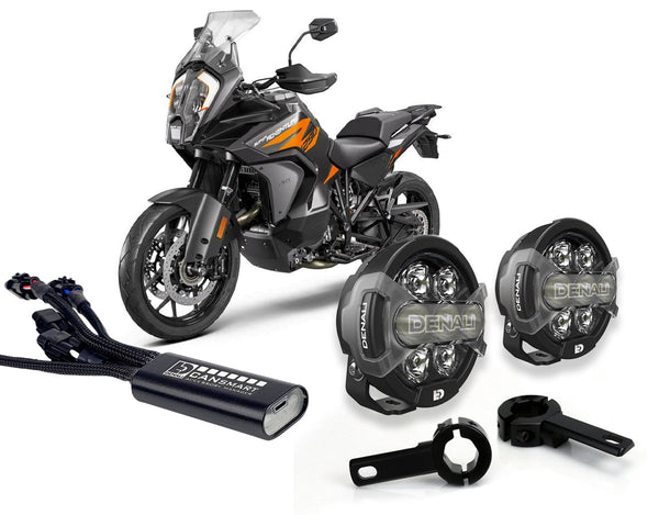 D7 PRO auxiliary light kit with collars and control unit for KTM 1290 and 890 Adventure