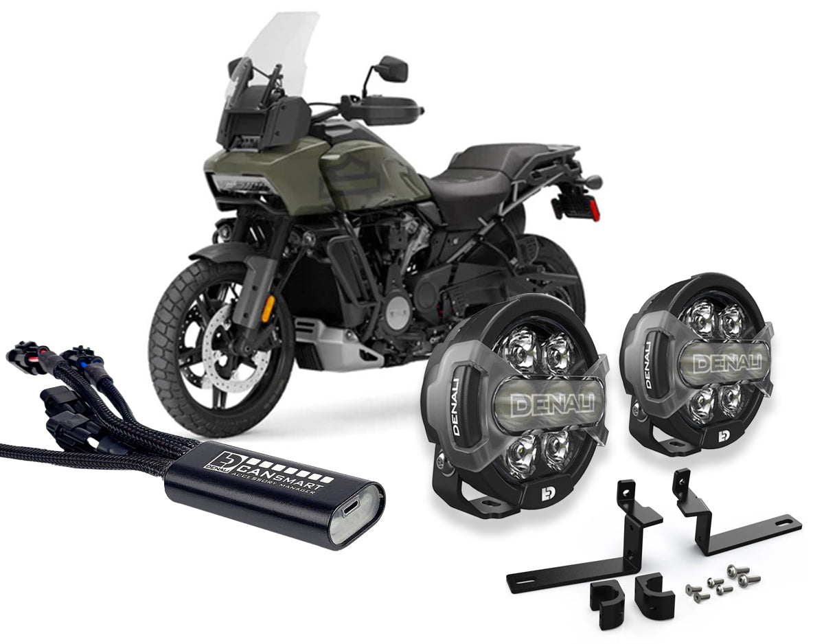 Kit DENALI DNL23KIT008 con faretti D7 PRO, staffa e centralina per Harley Pan America 1250