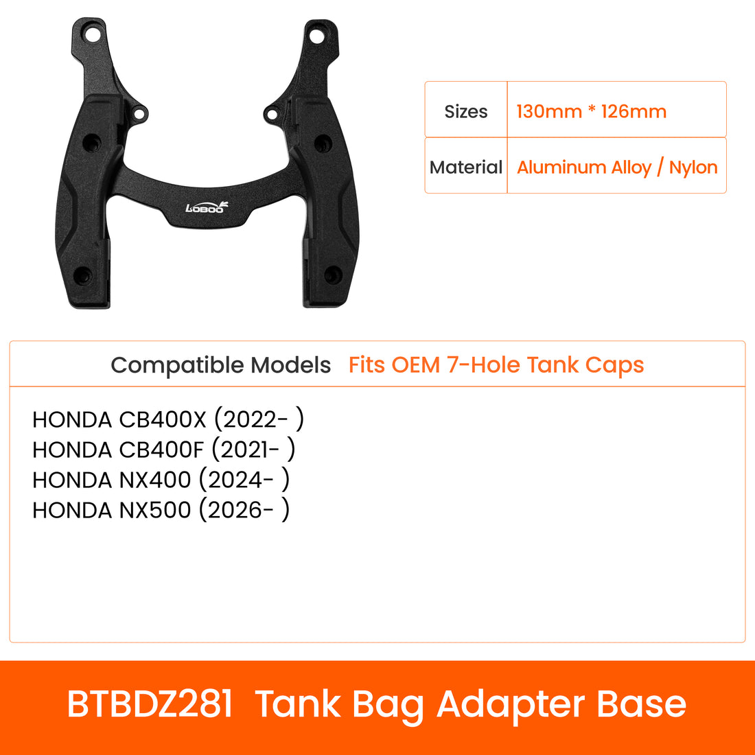 Anello Quick-Lock per borsa serbatoio per Honda CB400X, CB400F, NX400 e NX500 con tappo a 7 fori: misure, materiale e moto compatibili