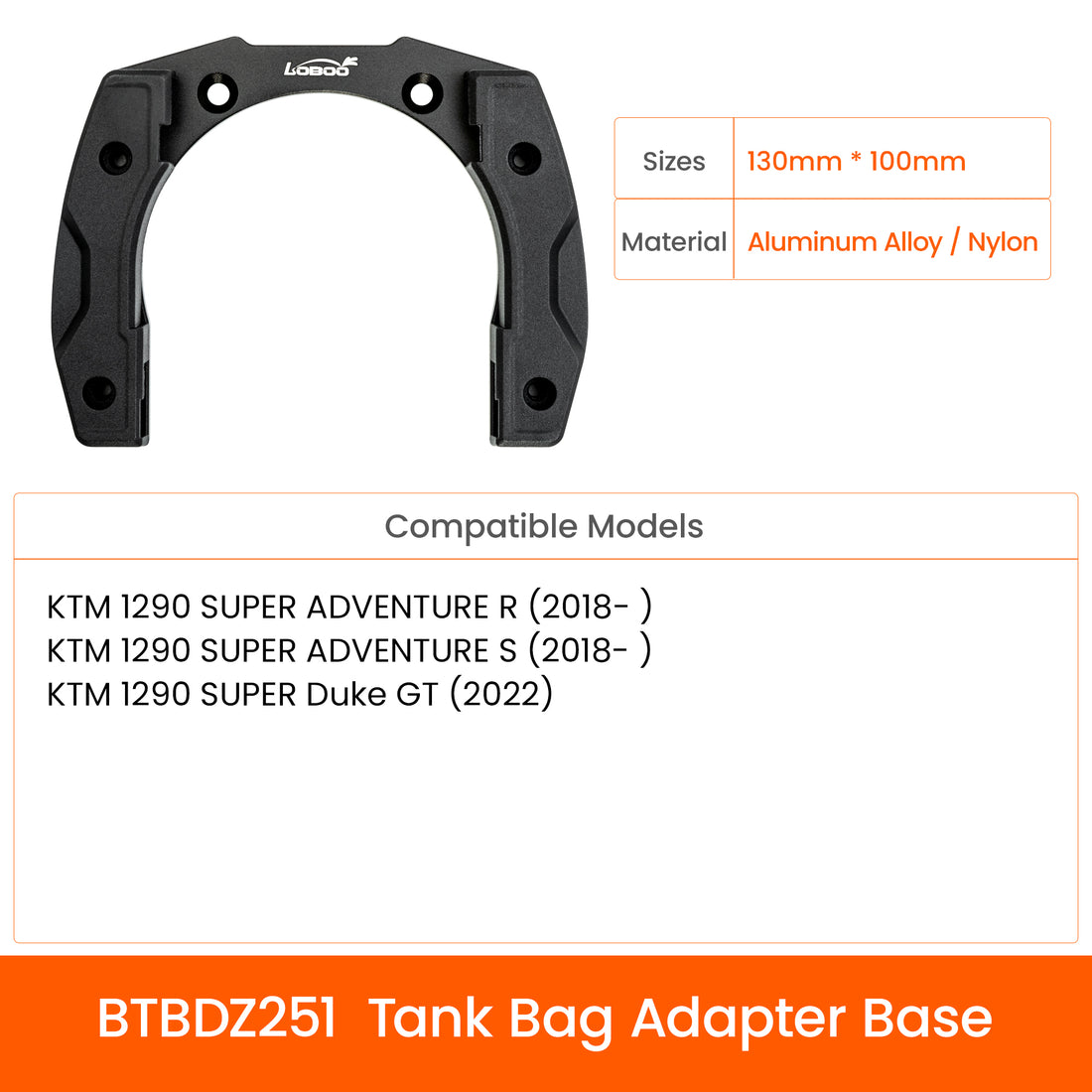 Anello Quick-Lock per borsa serbatoio per KTM 1290 Super Adventure R/S e Super Duke GT: misure, materiale e moto compatibili