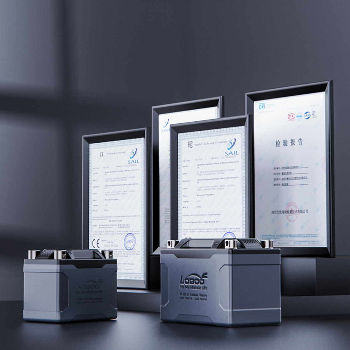 Batterie al litio LOBOO CL6F-U e CL12F-U davanti ai certificati CE, FCC e RoHS