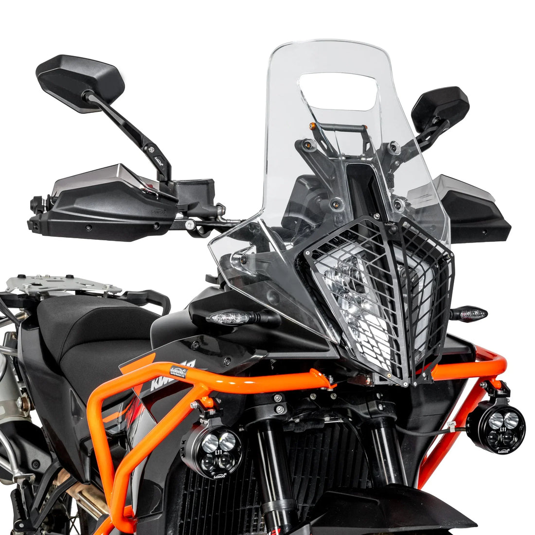 Paramani LOBOO CHS222 su KTM Adventure, vista laterale con specchi e faretti