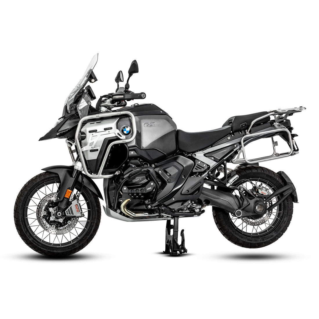 BMW R 1300 GS Adventure con crash bar LOBOO CHG151 argento, vista laterale
