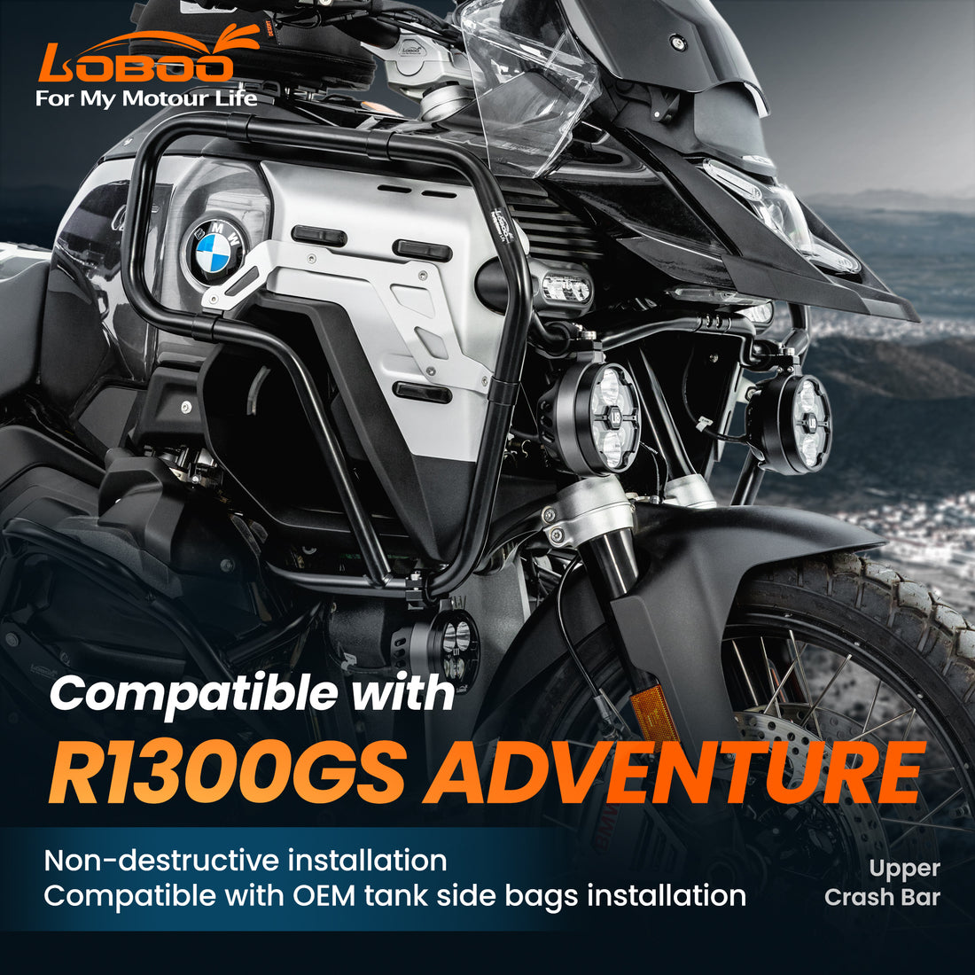 Crash bar LOBOO CHG151: compatibile con BMW R 1300 GS Adventure, installazione non distruttiva