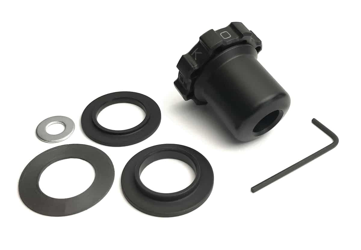 Kit cruise control Kaoko KAW170 per Kawasaki Ninja 250 e 300, ZX-6R e Z1000, contrappesi 30 mm