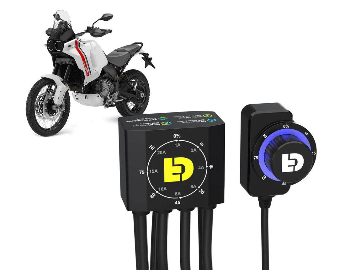 Controller DialDim DENALI per Ducati DesertX, vista della ghiera di comando
