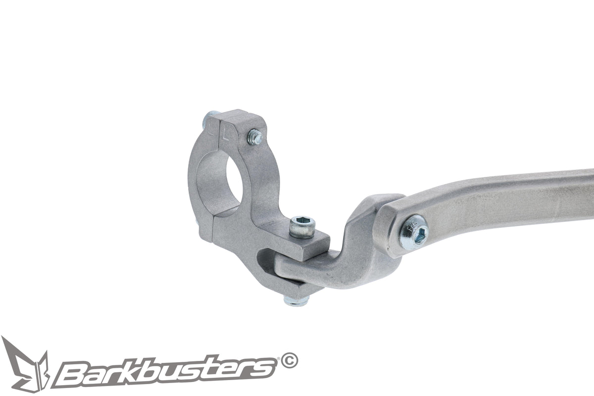 Kit montaggio paramani Barkbusters BHG-100 in alluminio, dettaglio del morsetto multi-fit
