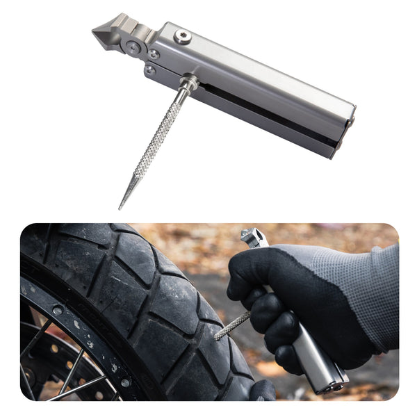 Tubeless motorcycle tire repair kit with pliers and case