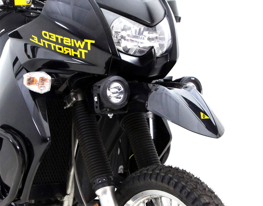 Supporto faretti DENALI montato sulla KLR 650 E