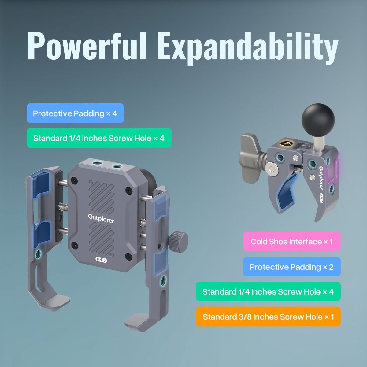 Outplorer Handlebar Mount Kit P100 - A – Supporto smartphone per manubrio con sospensione aria anti - vibrazioni - ENDURRAD