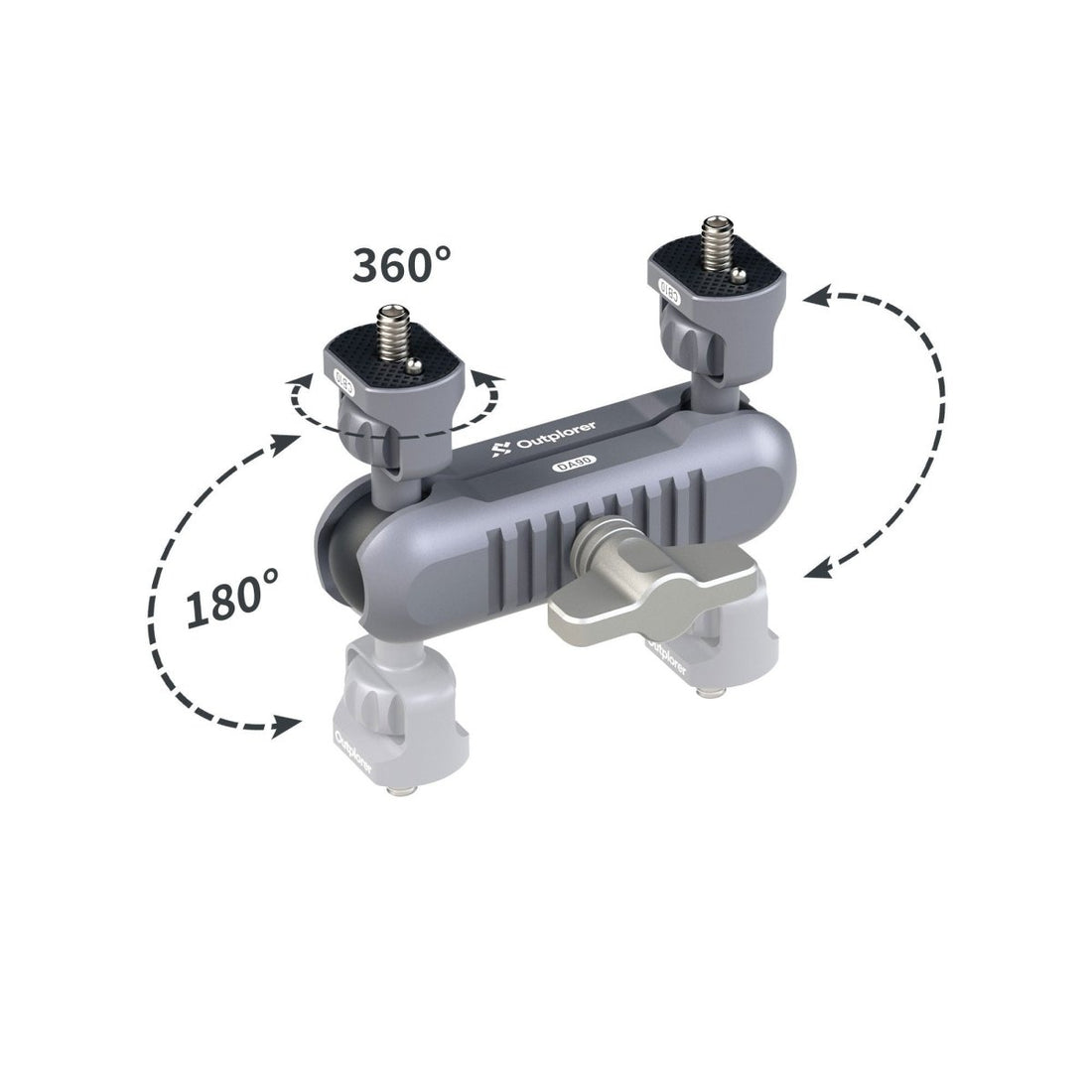 Rotazione a 360° e 180° – braccio magic arm con attacchi da 1/4" Outplorer MA10