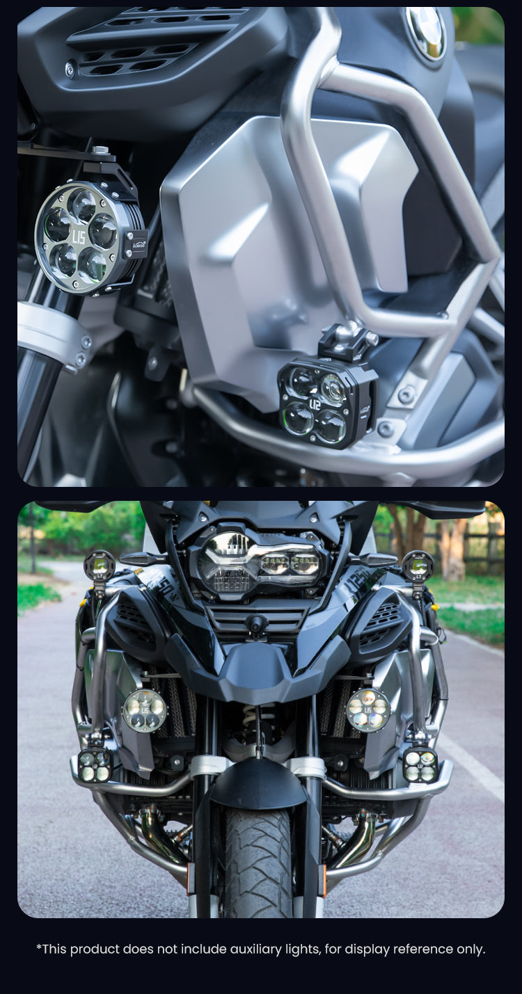 Pannello LOBOO CDJ082B: installazione su BMW R 1250 GS Adventure, faretti non inclusi