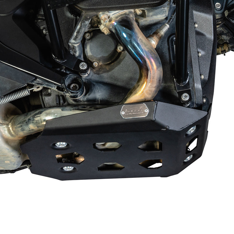 Paracoppa LOBOO montato sotto il motore boxer della BMW R 1300 GS, vista laterale