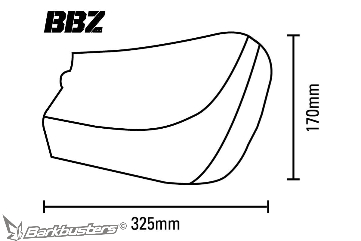 Disegno quotato del paramano Barkbusters BBZ in tessuto
