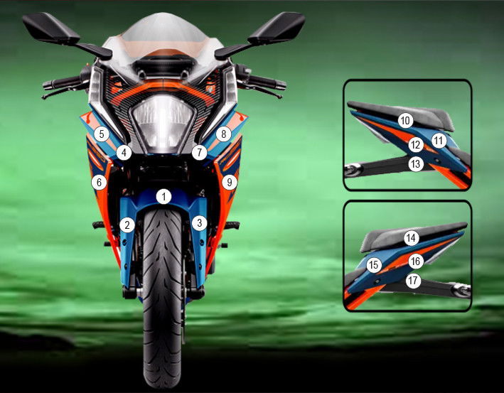 Pellicola protettiva carrozzeria KTM RC125 / RC200 / RC390 2022-2026