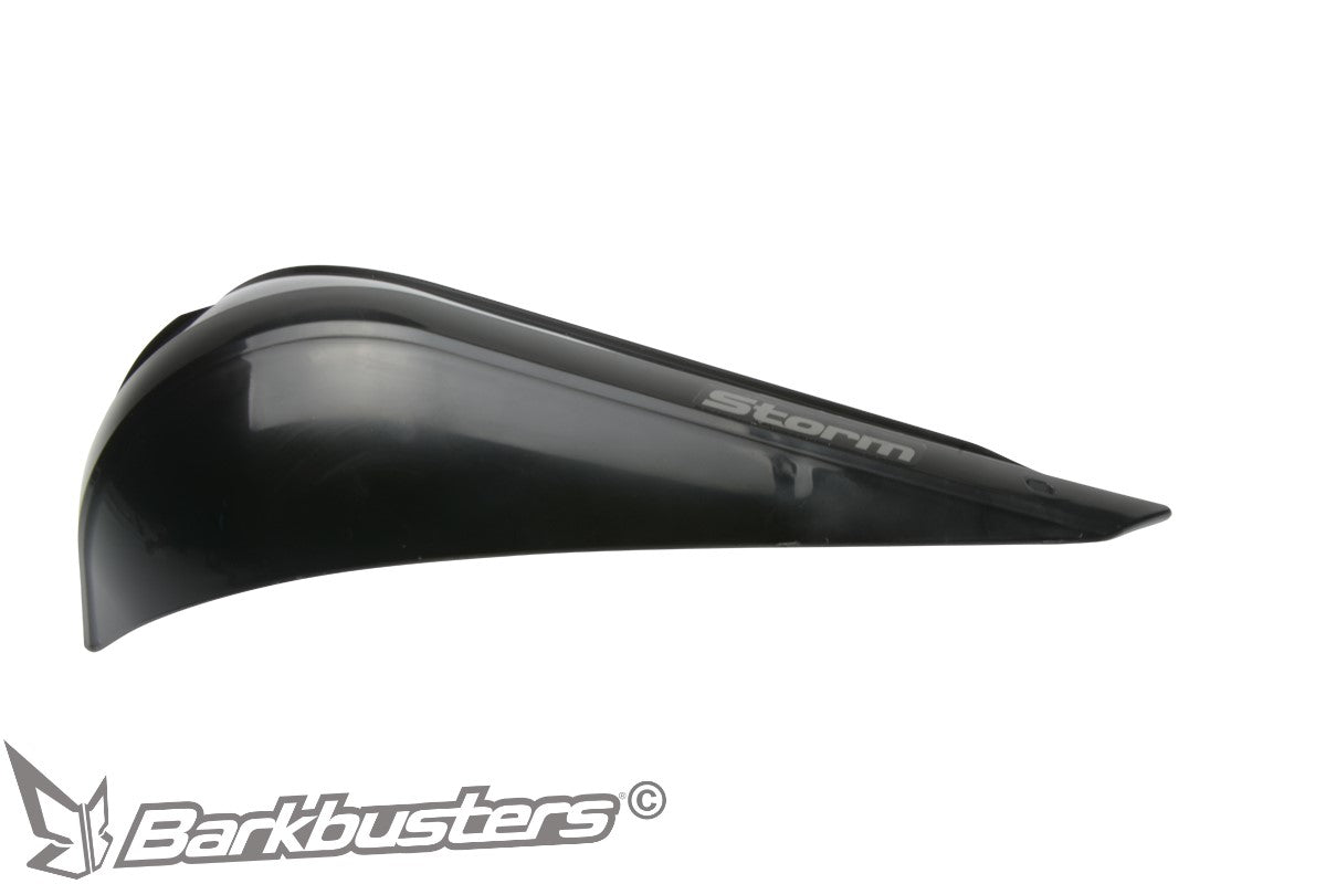 Plastica paramano Barkbusters STORM STM-003 nera di profilo, con il volume avvolgente del guscio