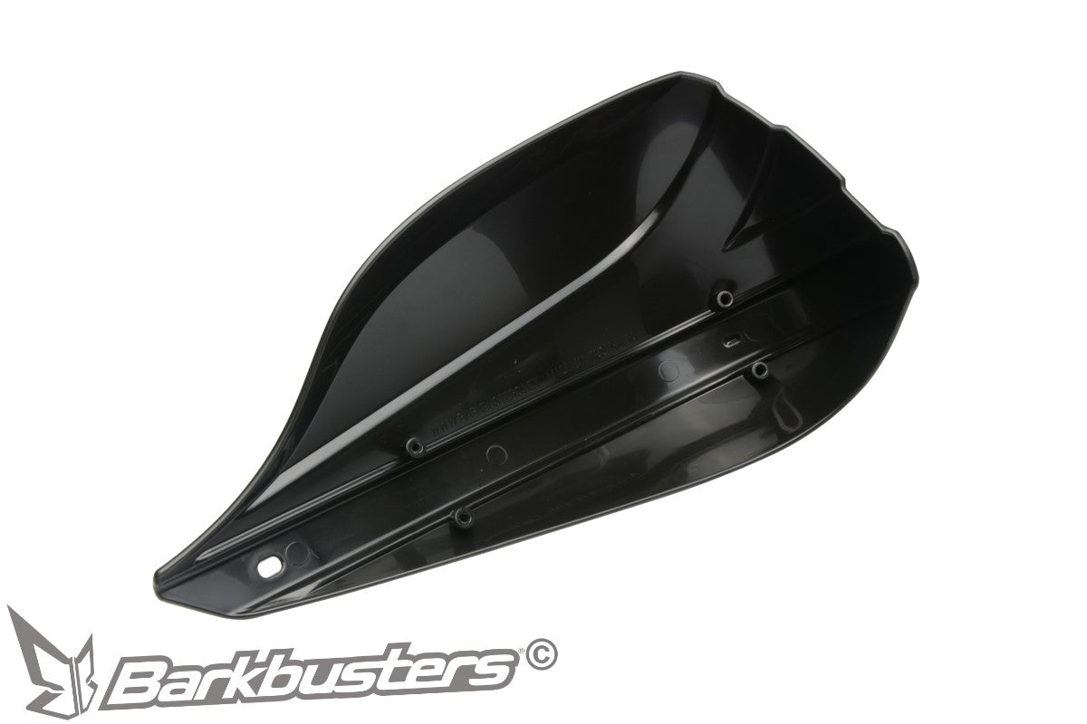 Plastica paramano Barkbusters STORM STM-003 nera vista dall'interno, con i fori di fissaggio alla struttura