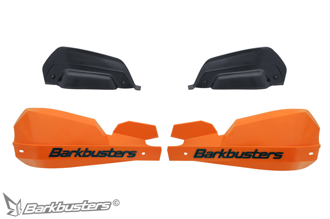 Plastiche paramani Barkbusters VPS-203 arancioni, coppia destra e sinistra con i due deflettori antivento
