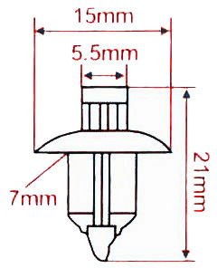 Rivetto a clip Japan style per carene, tipo 1 (10pz) - ENDURRAD