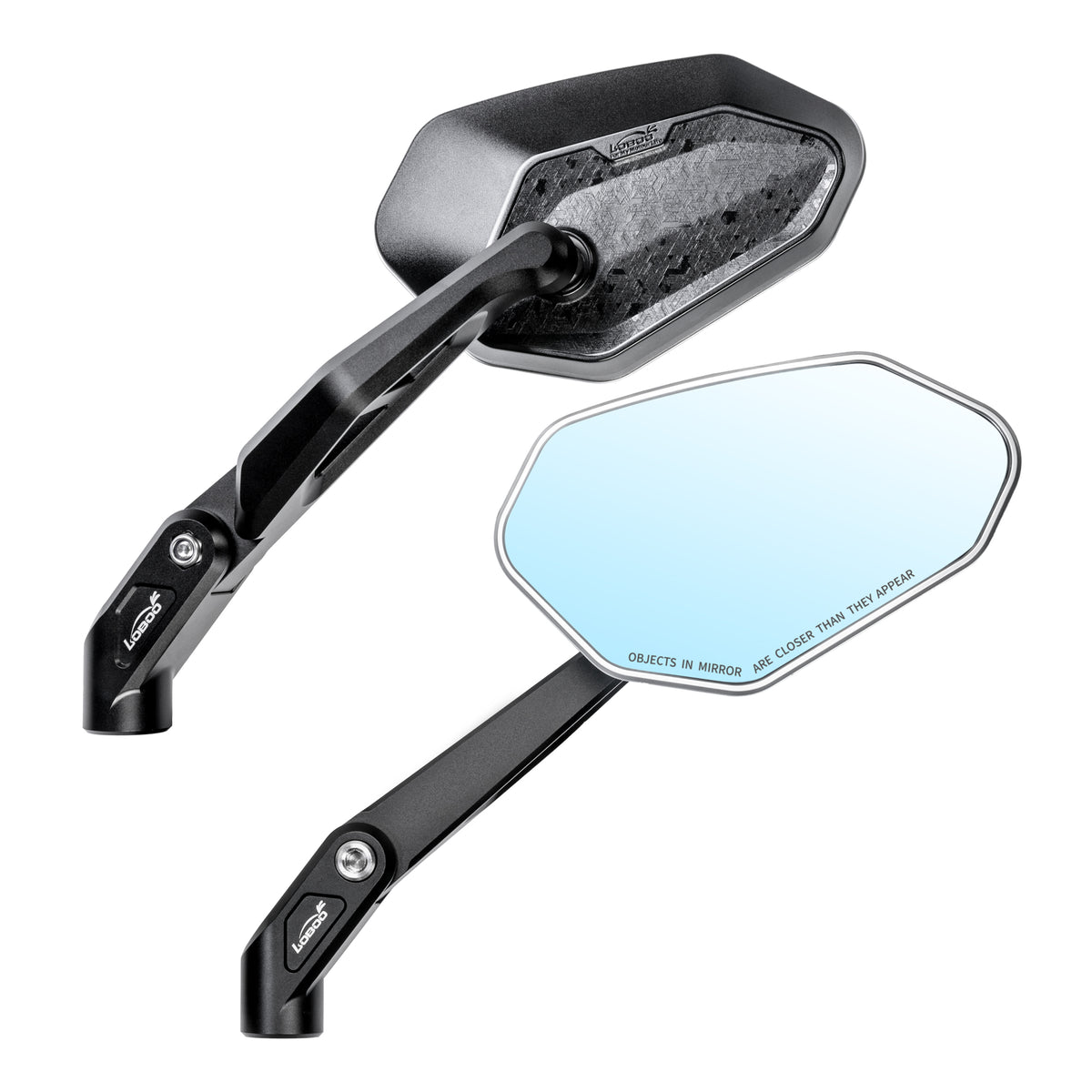 Specchietto LOBOO RM03-Lite visto di lato, braccio da 148,2 mm