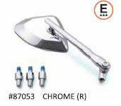 Specchietto alluminio CNC "D-MIRROR" cromato, destro, E-MARKED