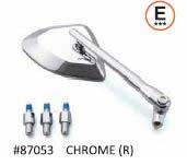 Specchietto alluminio CNC "D-MIRROR" cromato, destro, E-MARKED