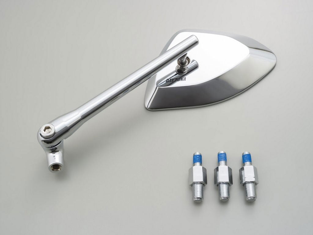 Specchietto alluminio CNC "D-MIRROR" cromato, sinistro, E-MARKED