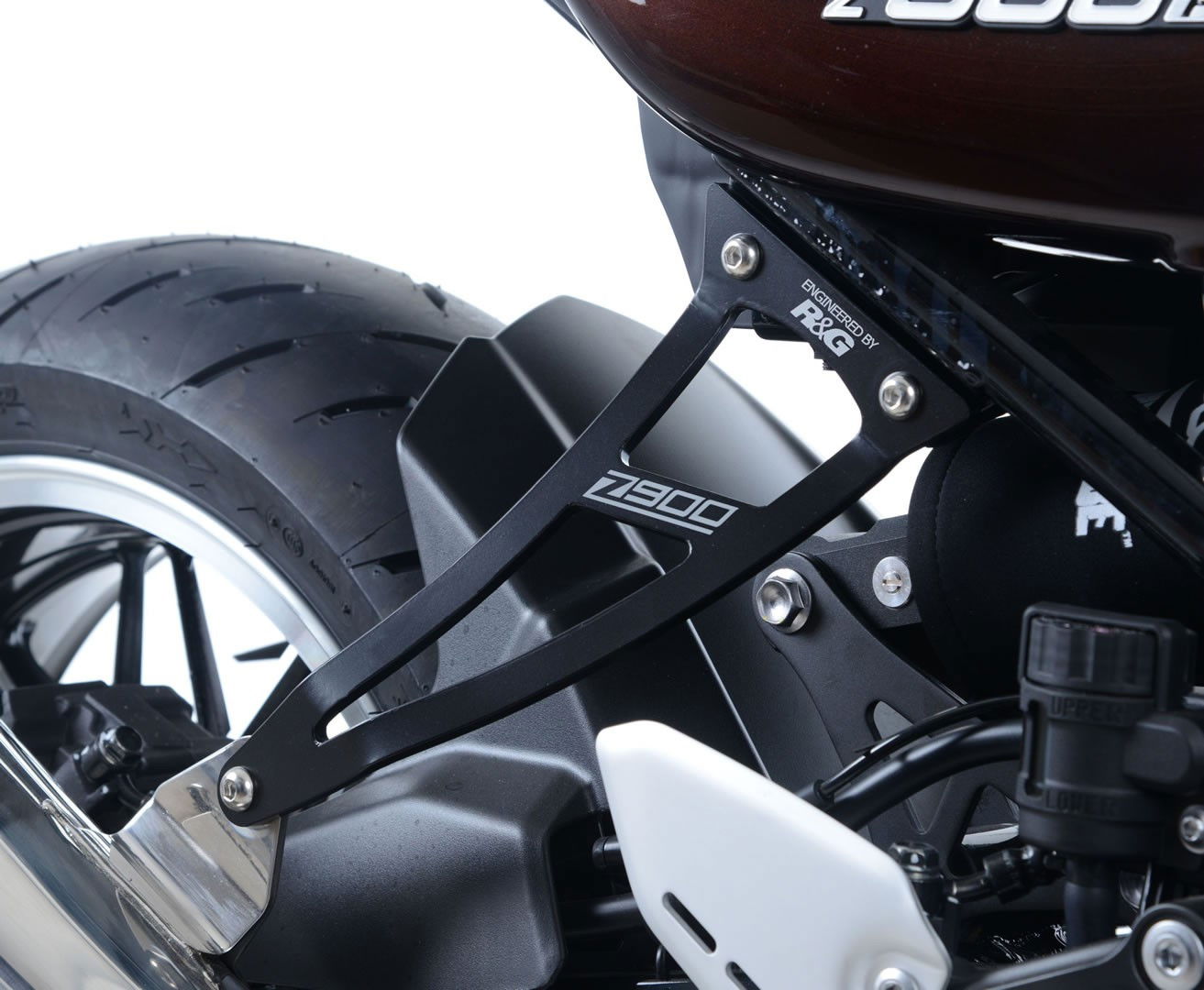 Staffa Supporto Scarico Piastra Fori Pedane Posteriori Kawasaki Z900RS EH0084BKA R G 55044 - Endurrad