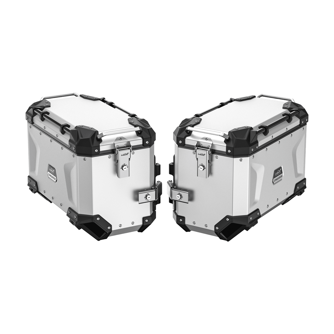 Coppia di valigie laterali LOBOO CONQUEROR da 45 litri in alluminio argento per BMW R 1300 GS