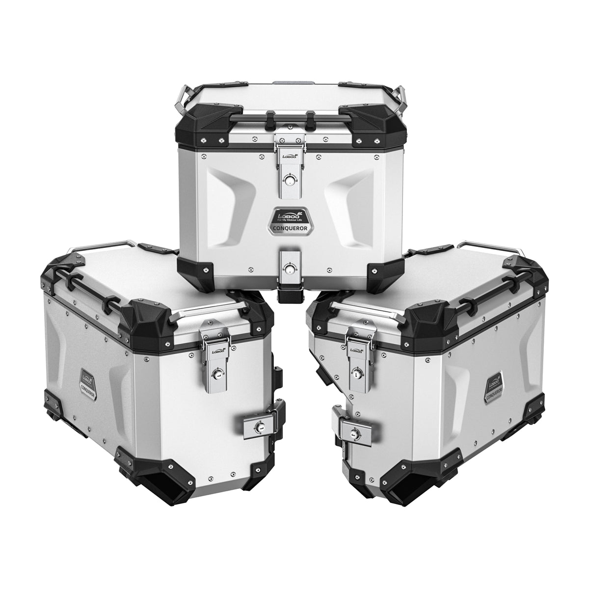 Coppia asimmetrica CONQUEROR da 45 e 38 litri in argento