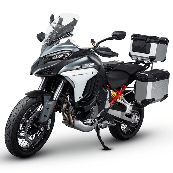 35+30 L Aluminum Pannier Set with Racks for Ducati Multistrada V4 | 65 liters, key lock — PIKE TRACKER