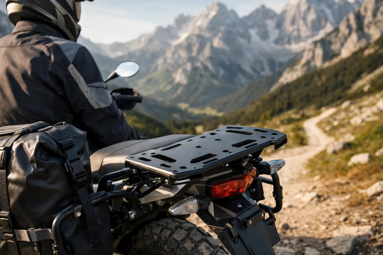 Portapacchi posteriore per moto adventure