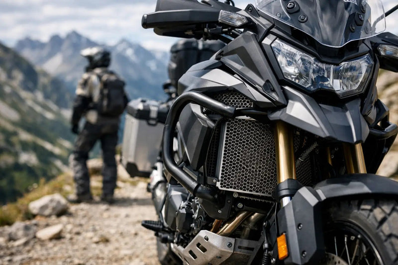 Adventure motorcycle radiator guards: how to choose them
