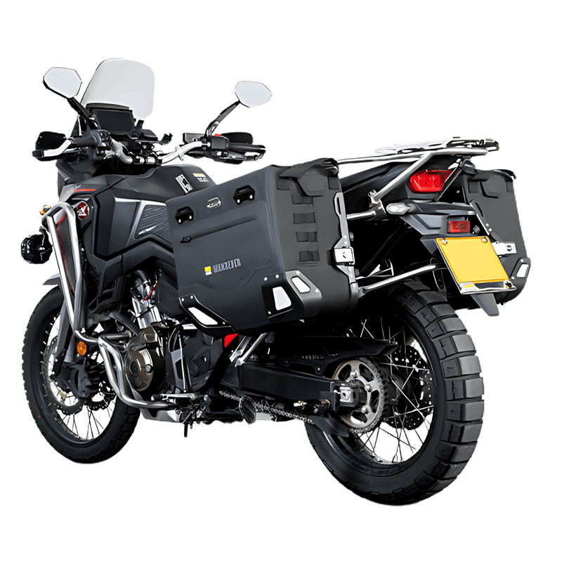 Semi-rigid luggage for Honda Africa Twin Adventure Sports: the Wanderer bags on JP322B frames