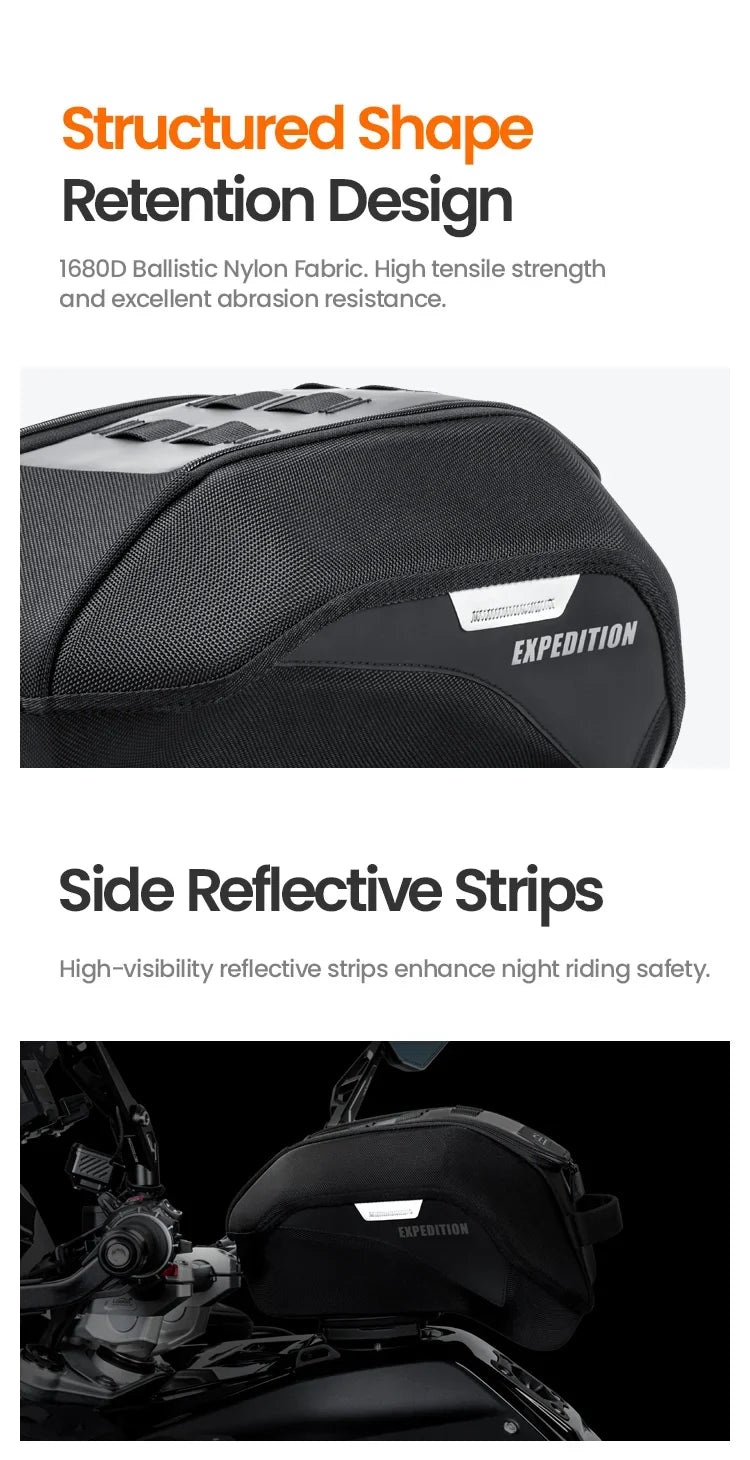 1680D ballistic nylon and reflective side panels