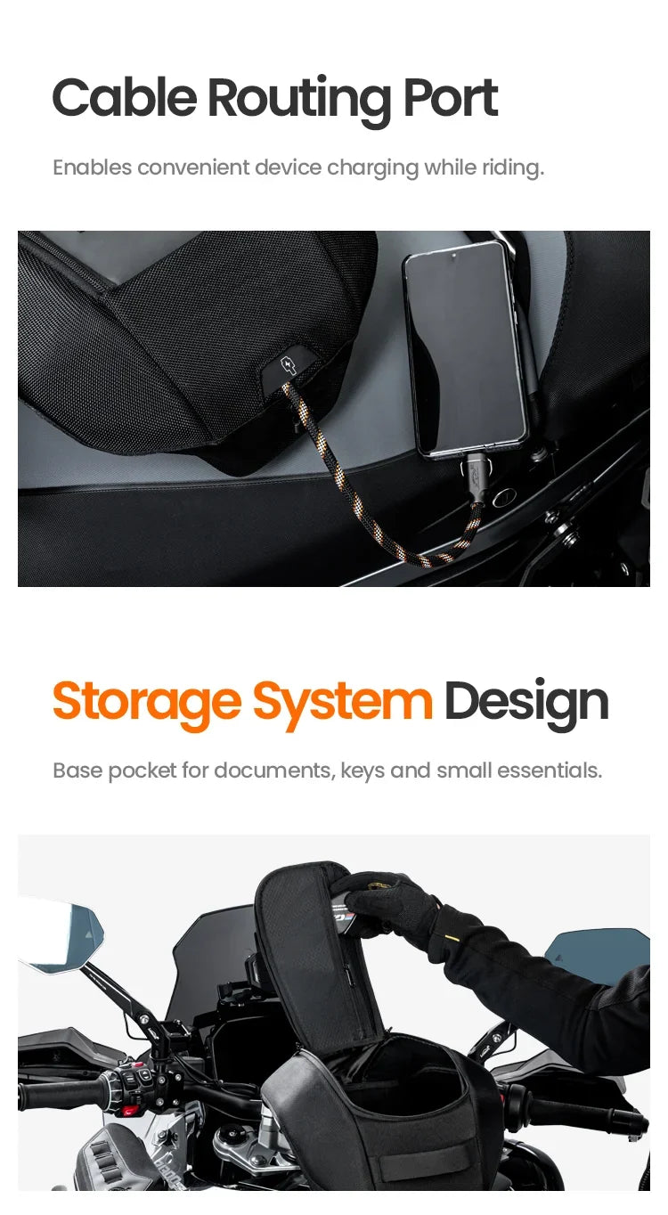 Charging cable pass-through and base pocket