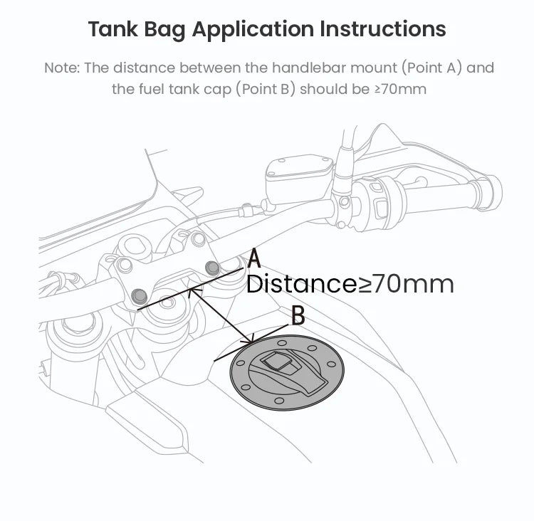 At least 70 mm of clearance is required between the handlebar and the cap.