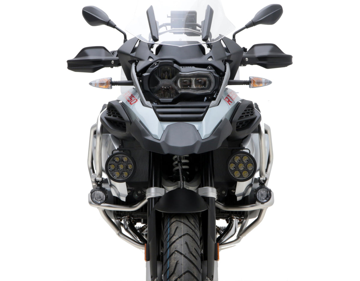 Supporto faretti DENALI montato sull'avantreno della R 1250 GS Adventure