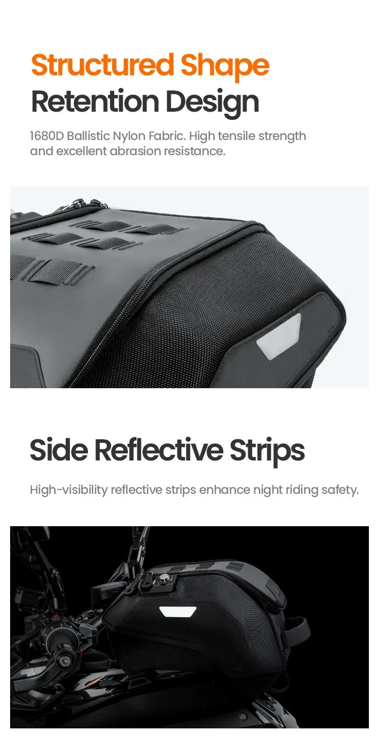 1680D ballistic nylon and reflective side panels