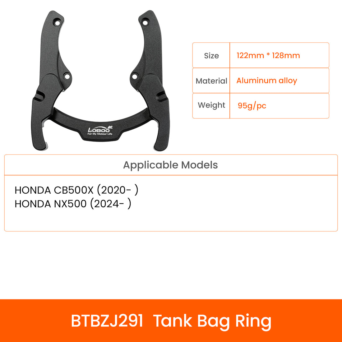 Anello serbatoio LOBOO BTBZJ291 per Honda NX400, NX500 e CB500X con tappo a 5 fori