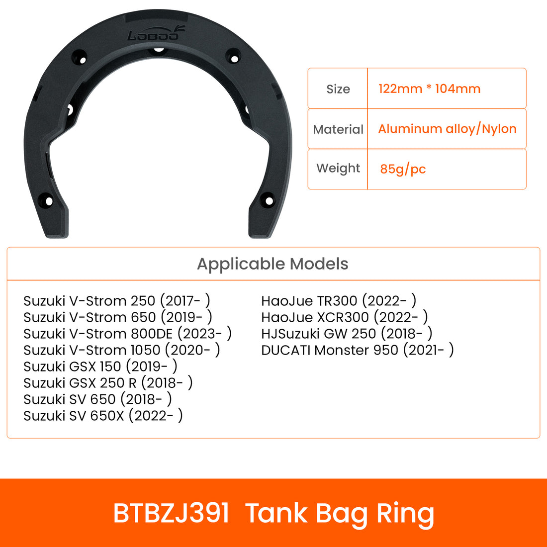 Anello serbatoio LOBOO BTBZJ391 per Suzuki V-Strom 250, 650 e 1050 e SV 650