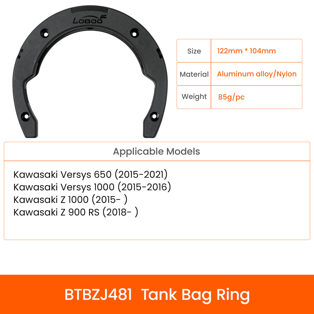 Anello serbatoio LOBOO BTBZJ481 per Kawasaki Versys 650, Versys 1000, Z1000 e Z900RS