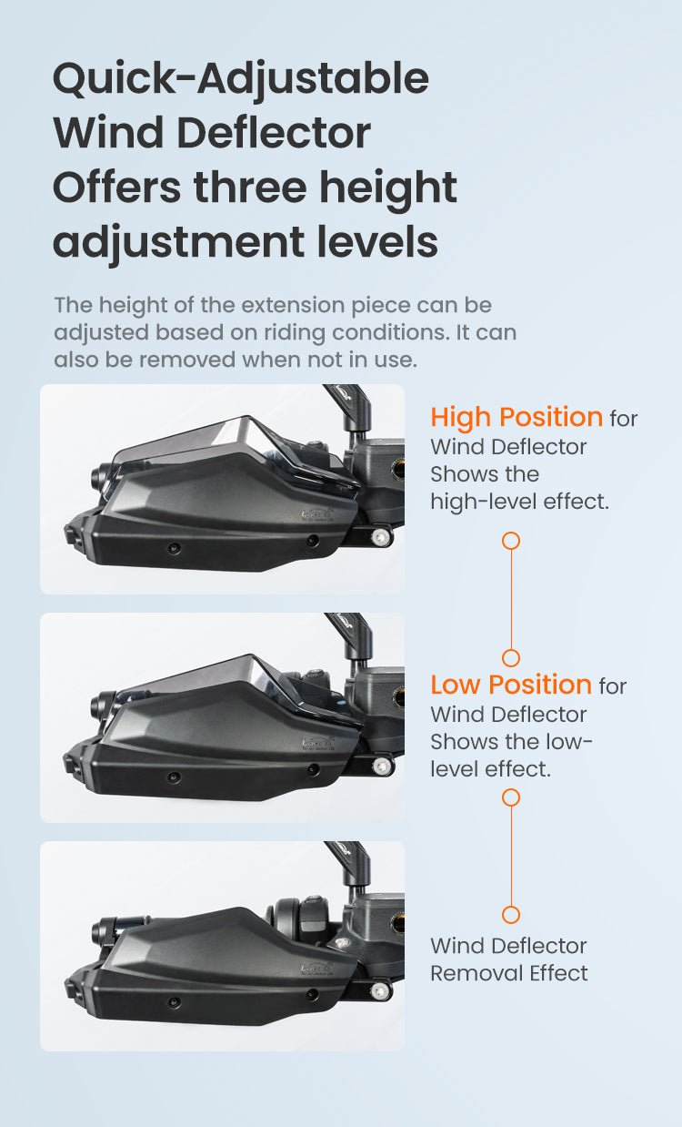 Adjustable deflector with three height settings