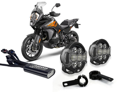 Kit DENALI DNL04KIT002C con faretti D7 PRO, collari e centralina CANsmart per KTM Adventure