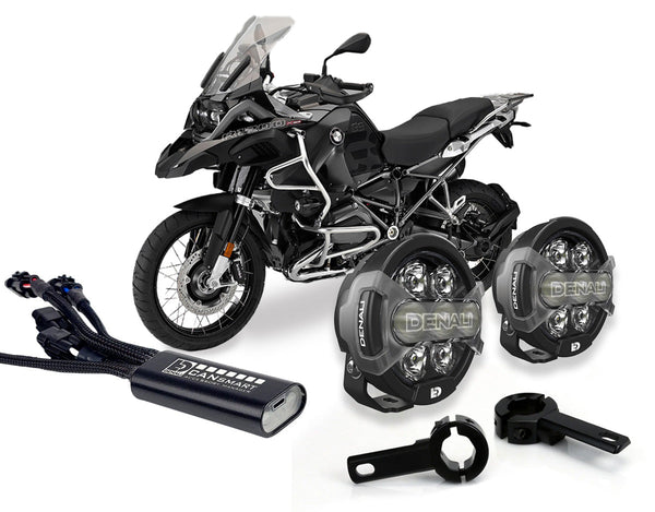 D7 PRO auxiliary light kit with crash bar clamps and control unit for BMW R 1200 GS
