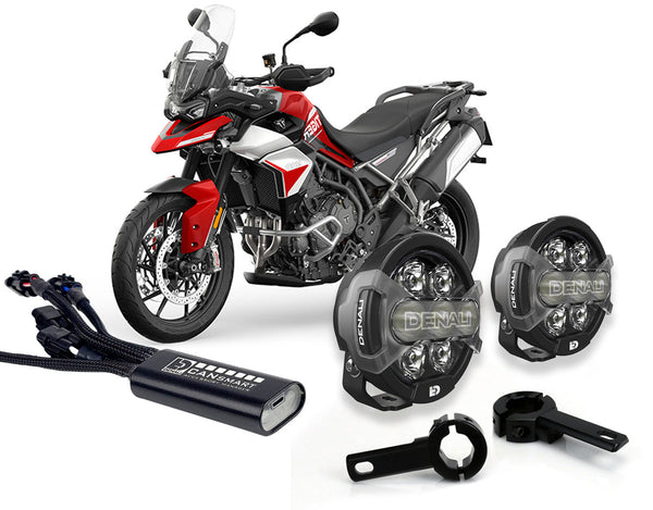 Kit faretti D7 PRO con collari e centralina per Triumph Tiger 900 e 1200