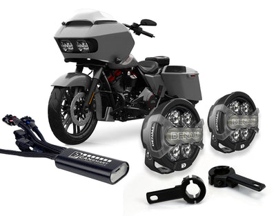 Kit DENALI DNL23KIT002C con faretti D7 PRO, collari e centralina CANsmart per Harley-Davidson