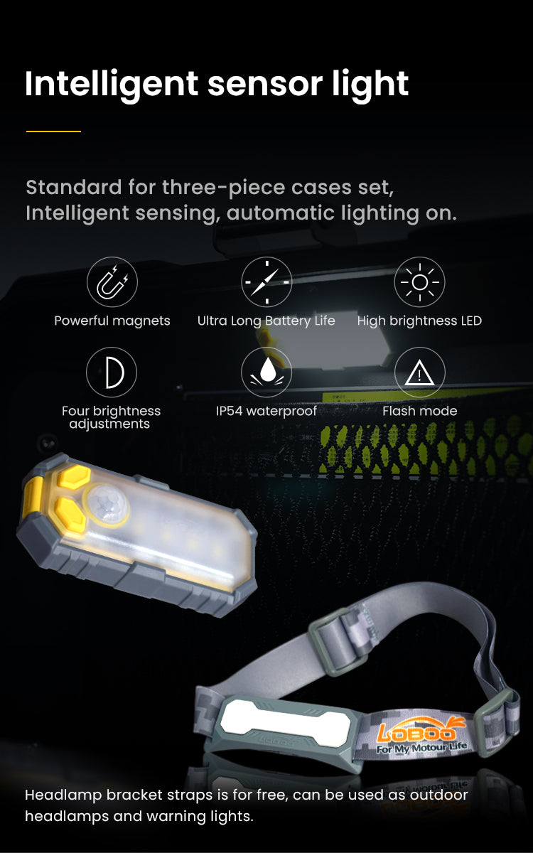 The sensor light turns on when you open it and detaches from the suitcase.