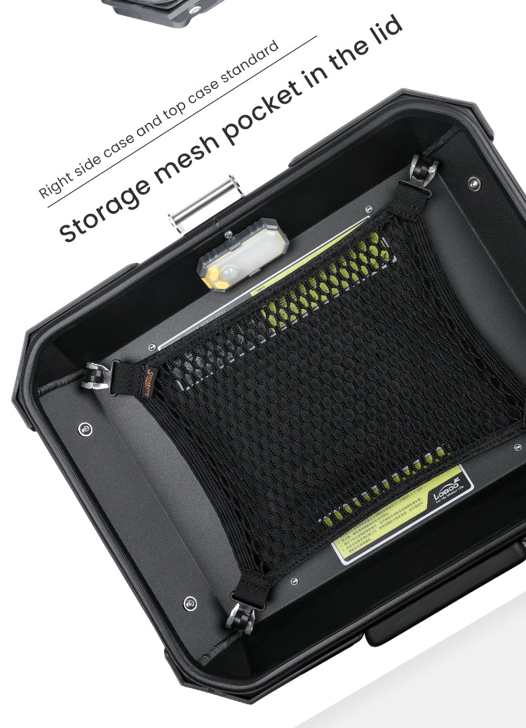 The right side and the top case have an elastic net, not a pocket.